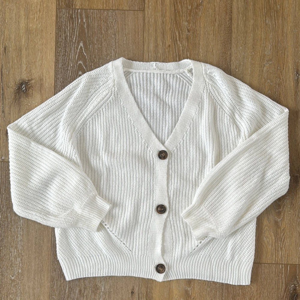Women's White Cardigan Sweater